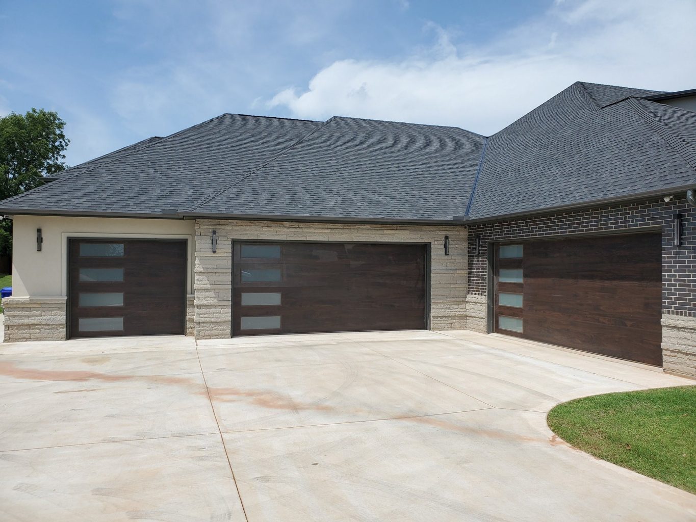 Double walnut garage doors